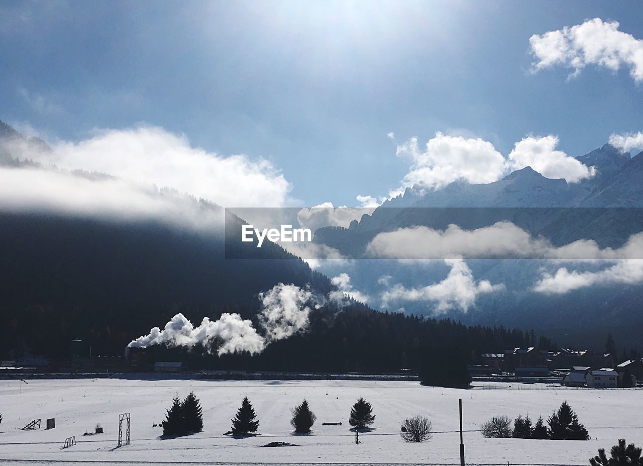 SCENIC VIEW OF SNOWY LANDSCAPE AGAINST SKY