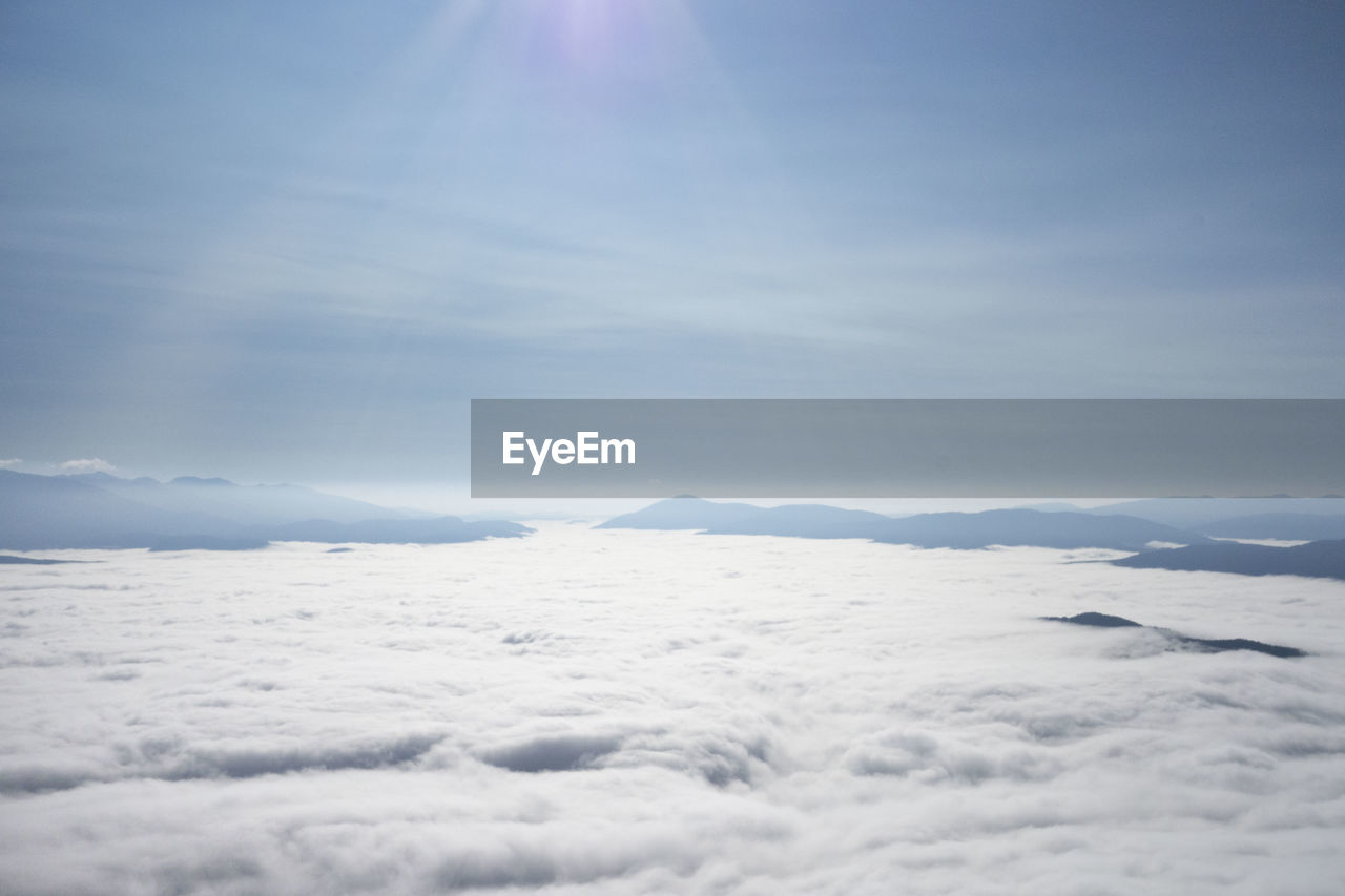 A cloud cover viewed from the top of a mountain