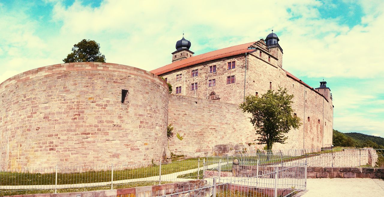 Low angle view of plassenburg castle