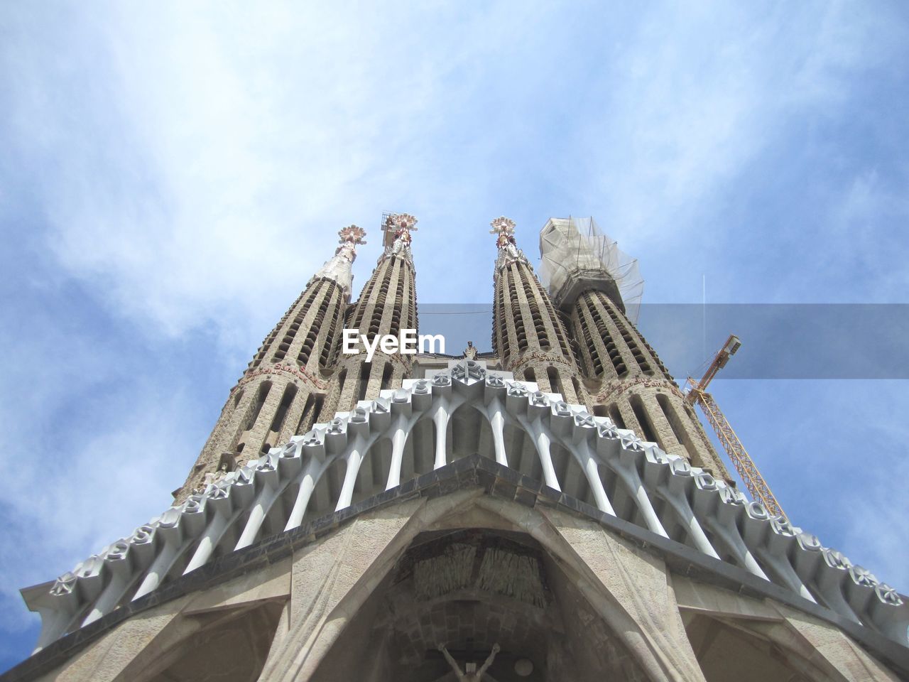 Low angle view of sagrada familia against sky