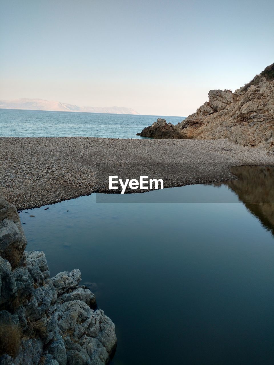 Scenic view of sea against clear sky