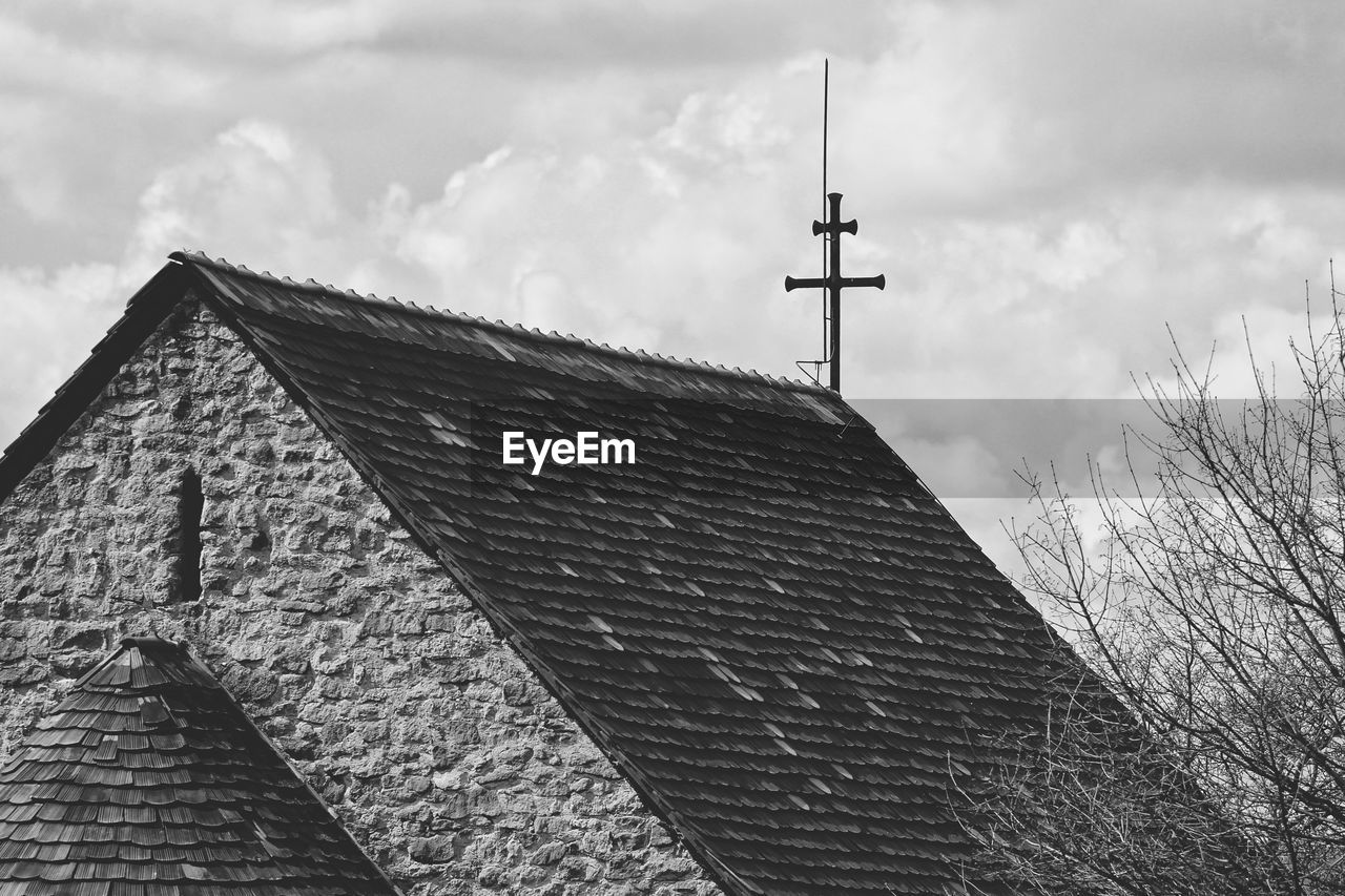 Low angle view of building roof