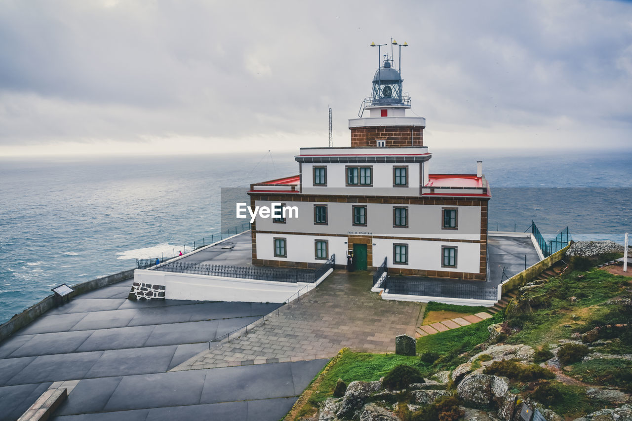 View from above finisterre lighthouse, on the route of the camino de santiago. galicia, spain