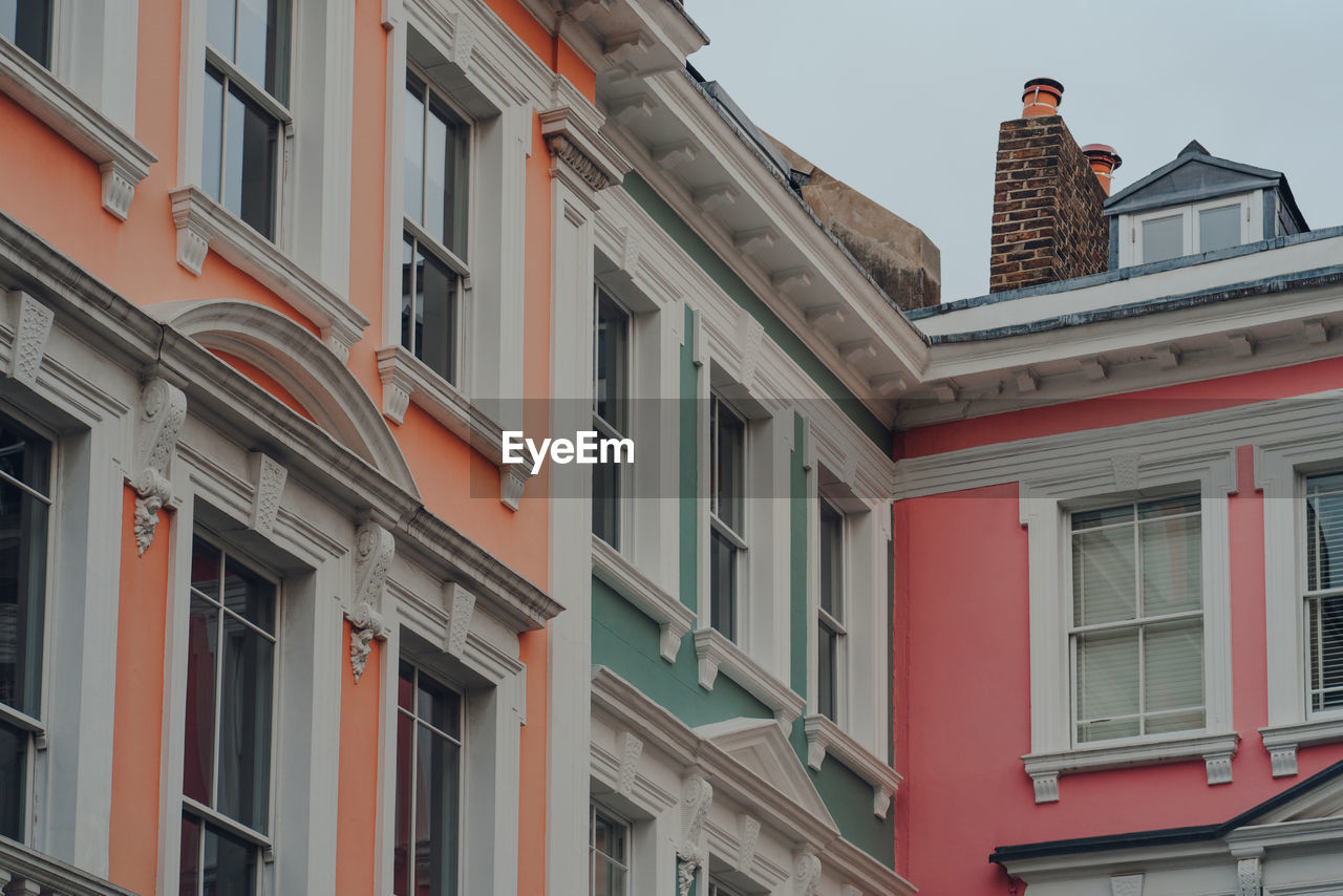 Pastel coloured terraced houses in primrose hill, london, uk.