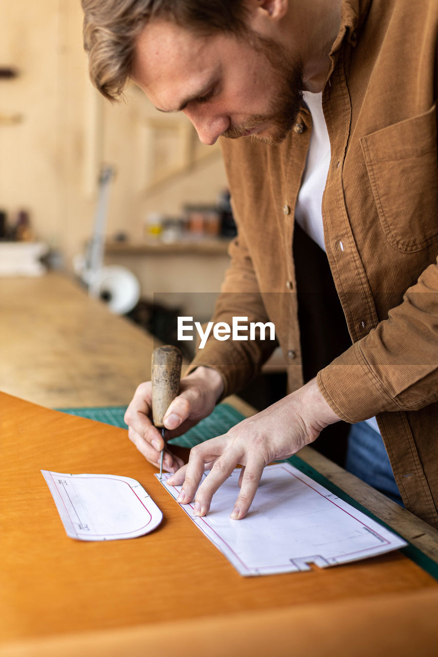 Man working on table