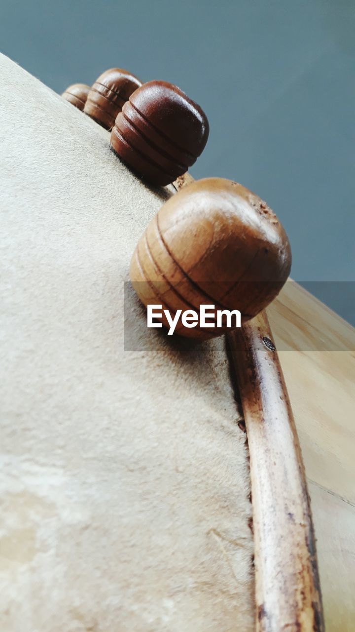 CLOSE-UP HIGH ANGLE VIEW OF SHELL ON TABLE