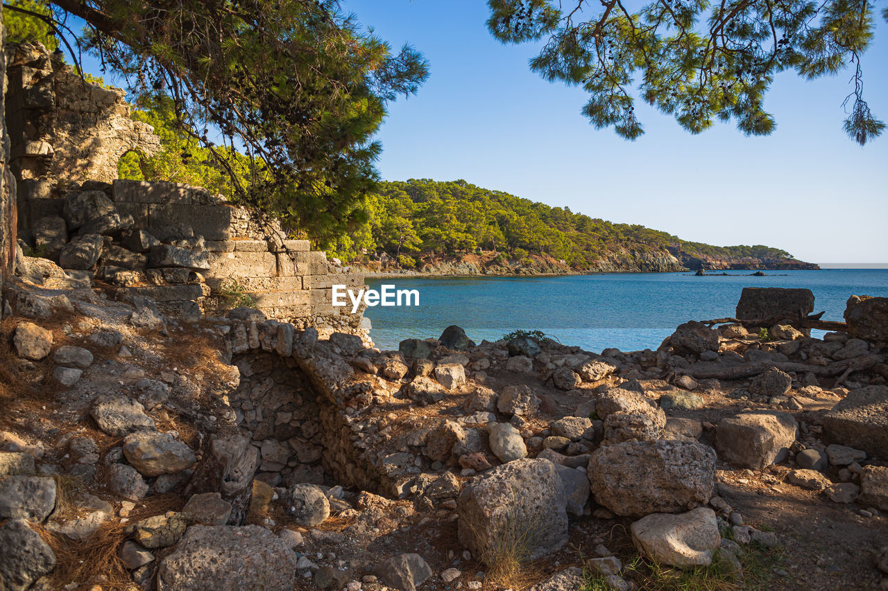 scenic view of sea against blue sky