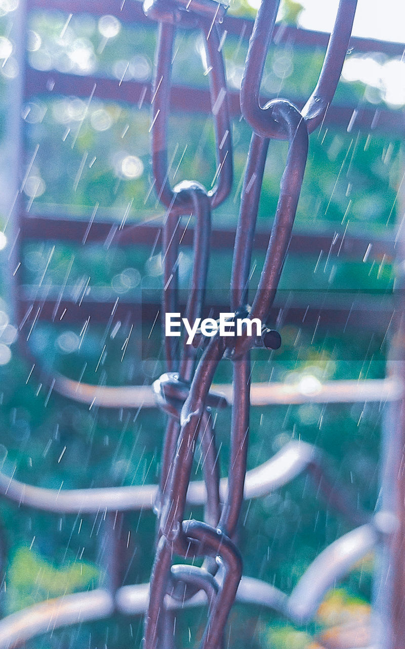 no people, metal, green, blue, day, nature, water, outdoors, close-up