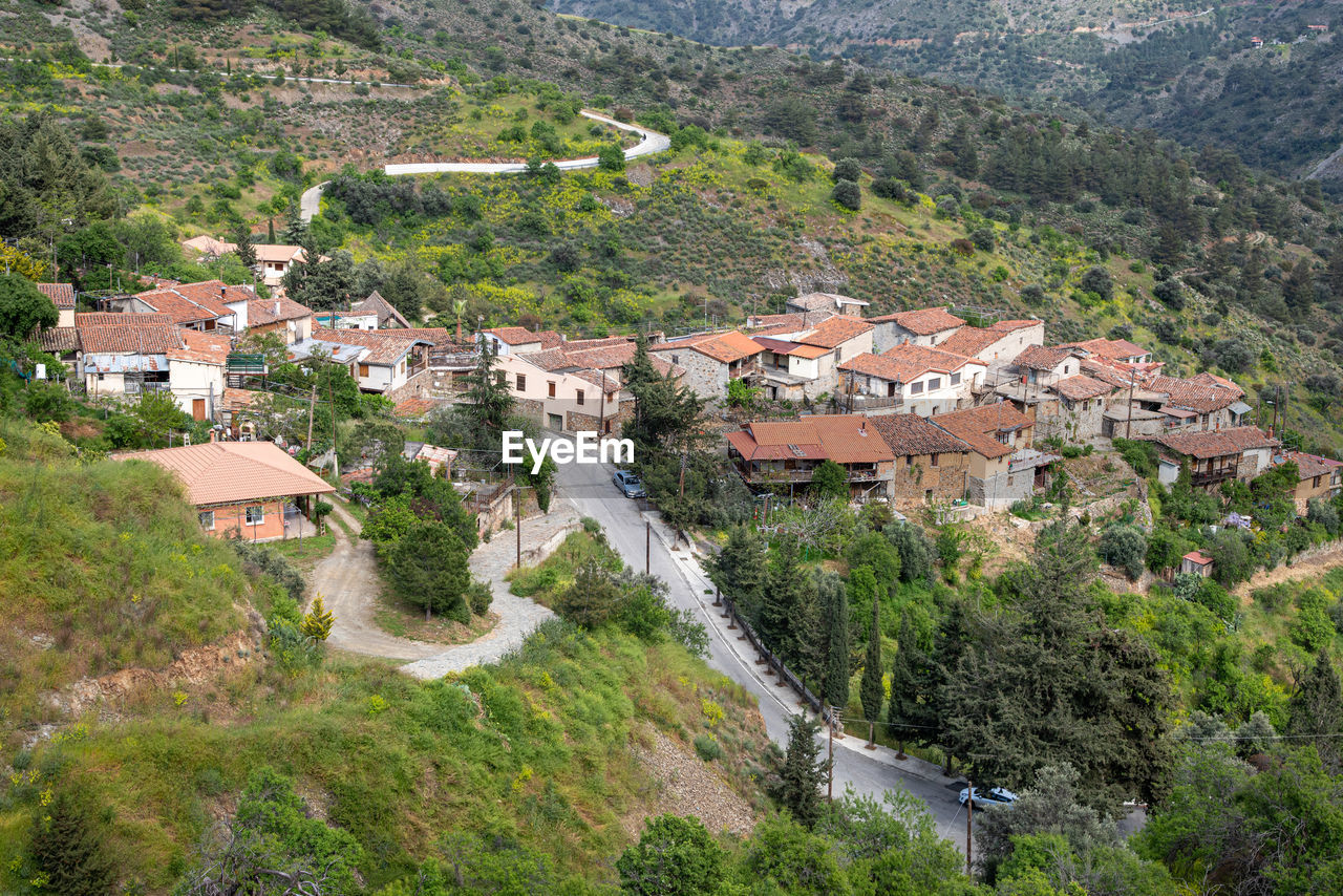 Picturesque traditional mountain village of lazania at machairas forest in cyprus