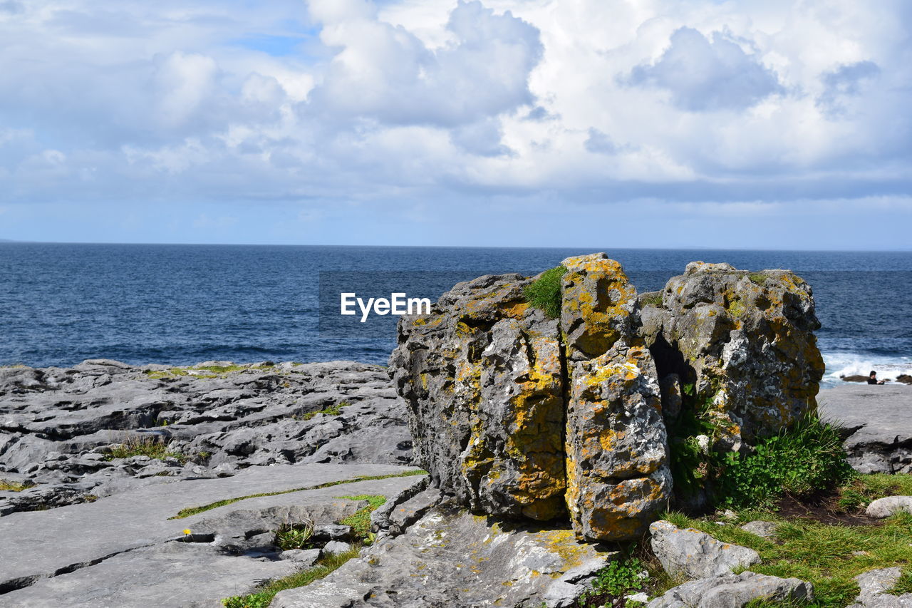 SCENIC VIEW OF SEA AND ROCK FORMATION AGAINST SKY