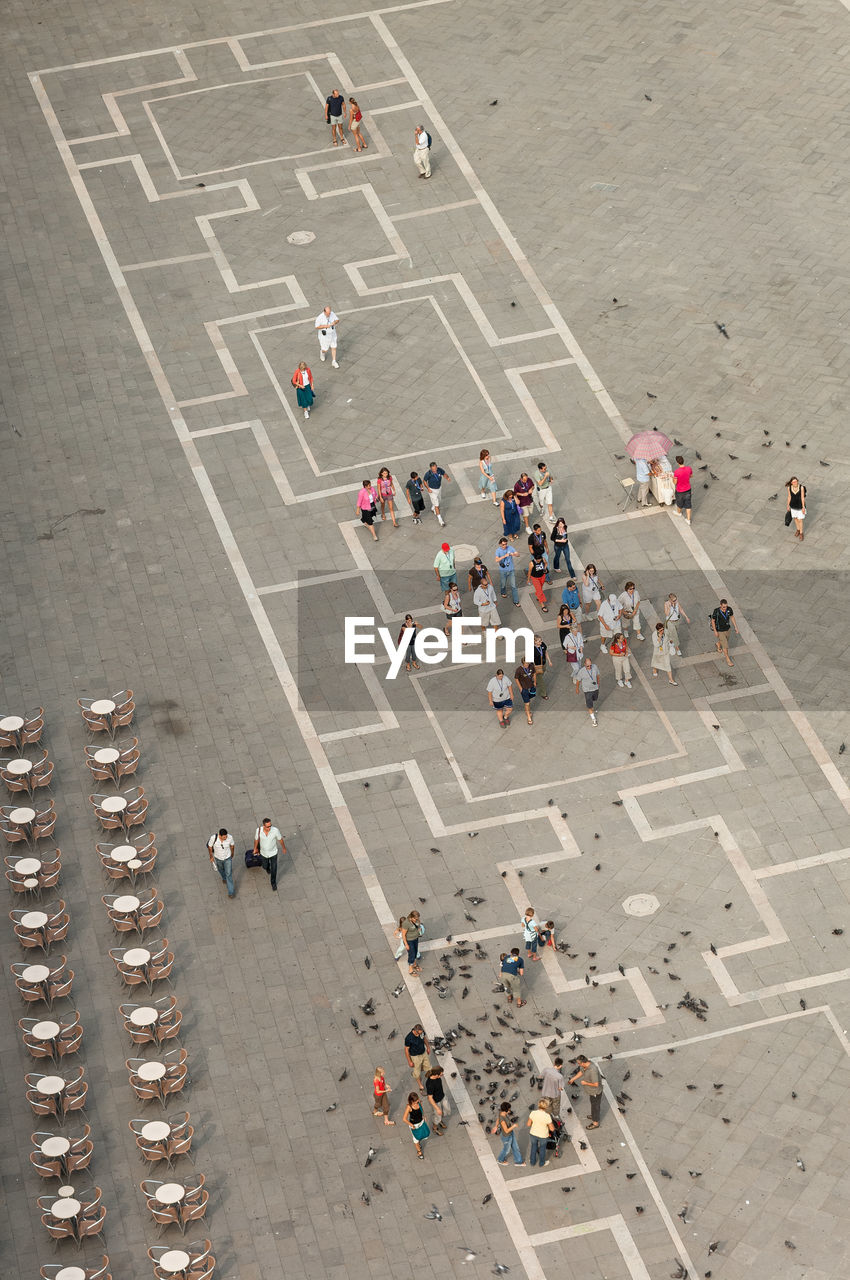 High angle view of people at st mark square