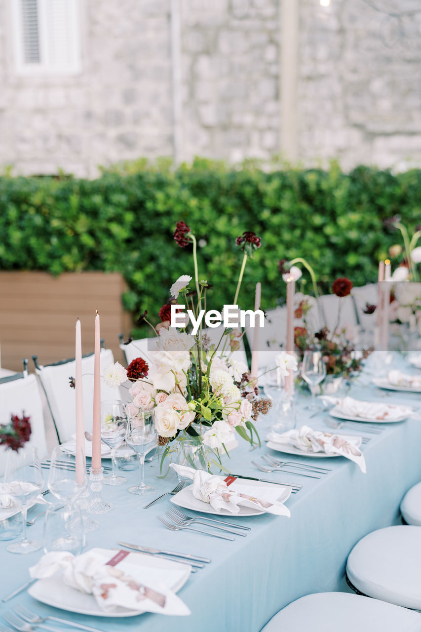 close-up of place setting on table