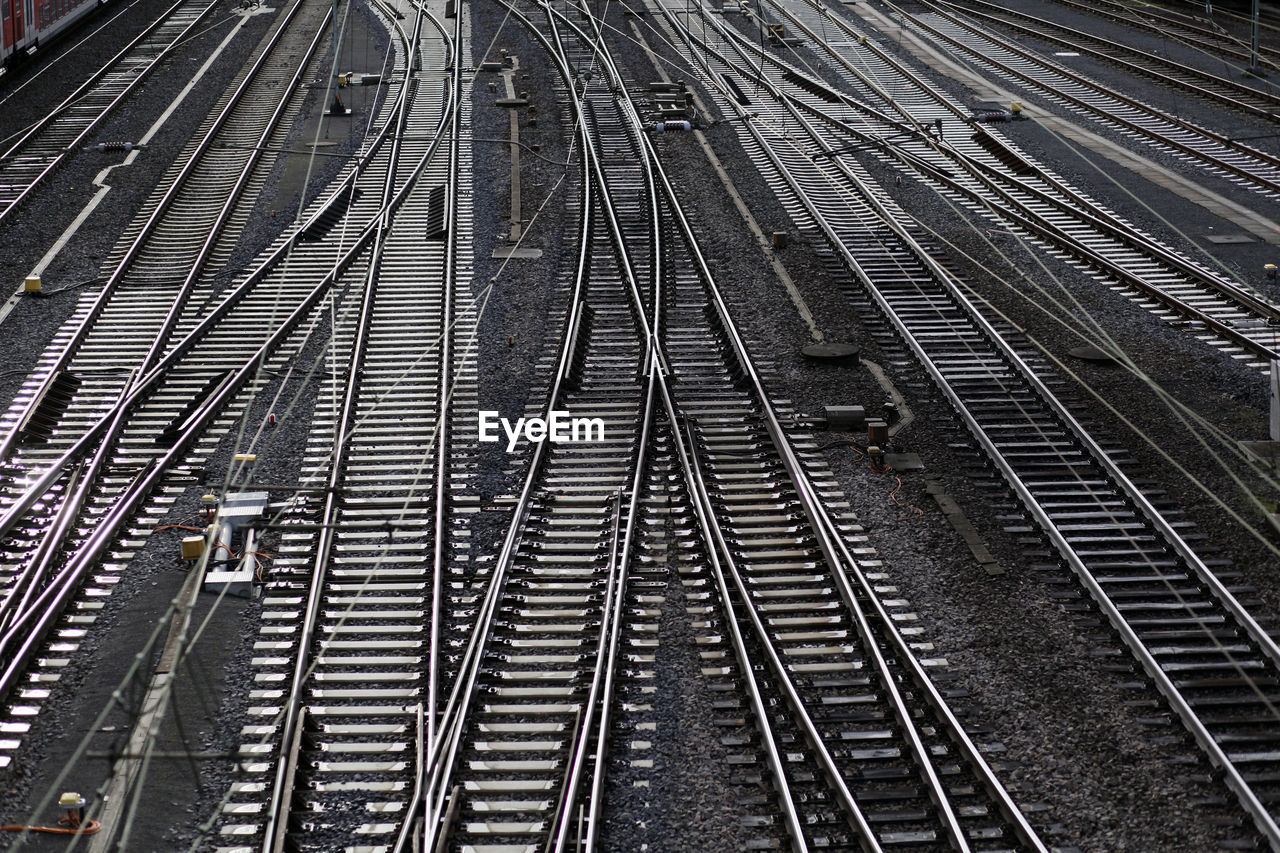 High angle view of railroad tracks