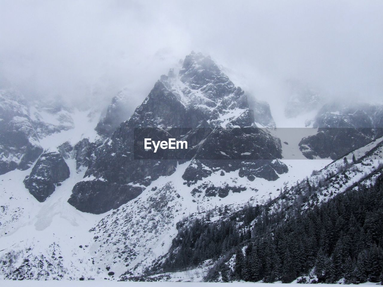 Scenic view of snow covered mountains against sky