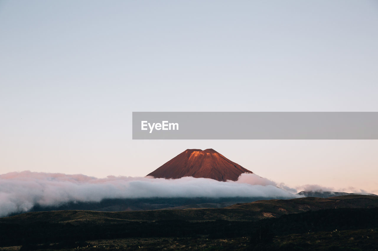 SCENIC VIEW OF VOLCANIC LANDSCAPE AGAINST CLEAR SKY