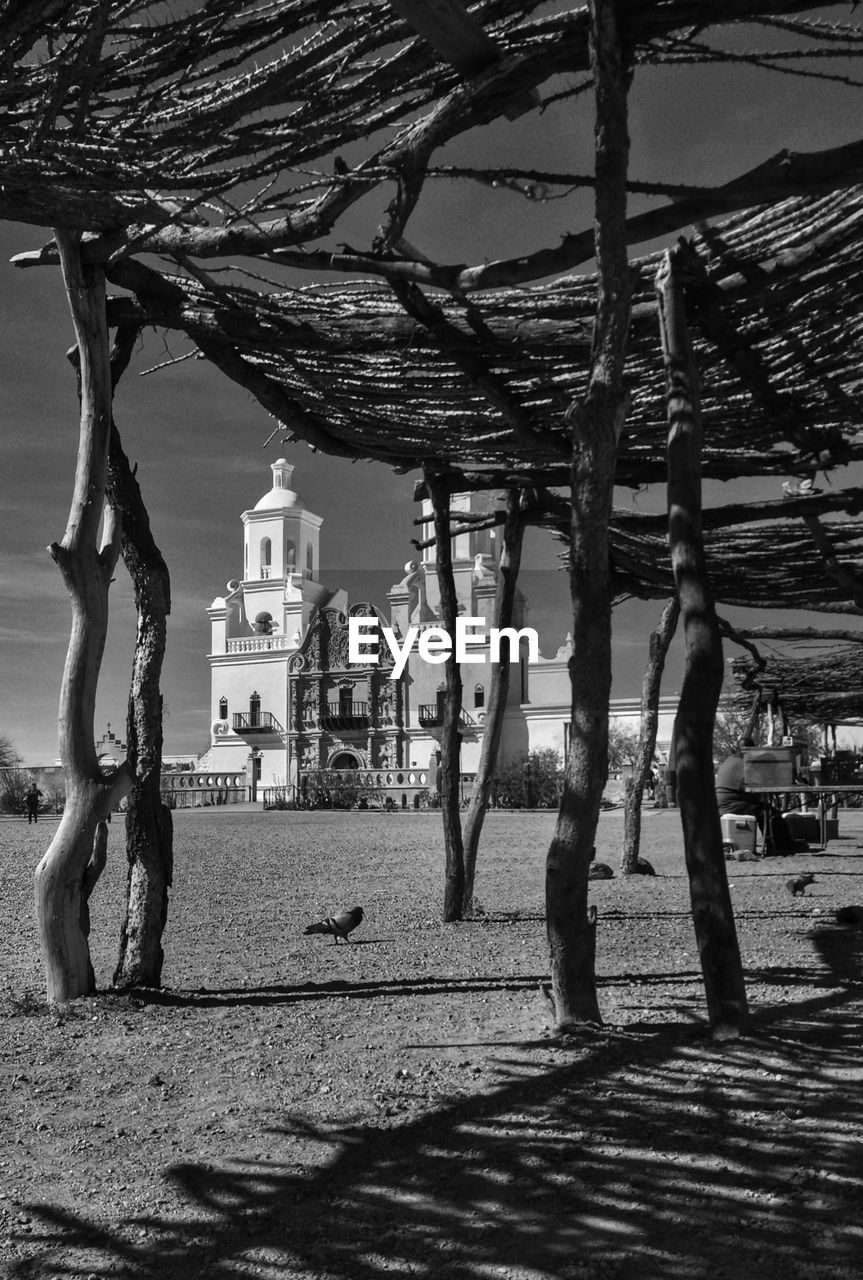 Low angle view of mission san xavier del bac