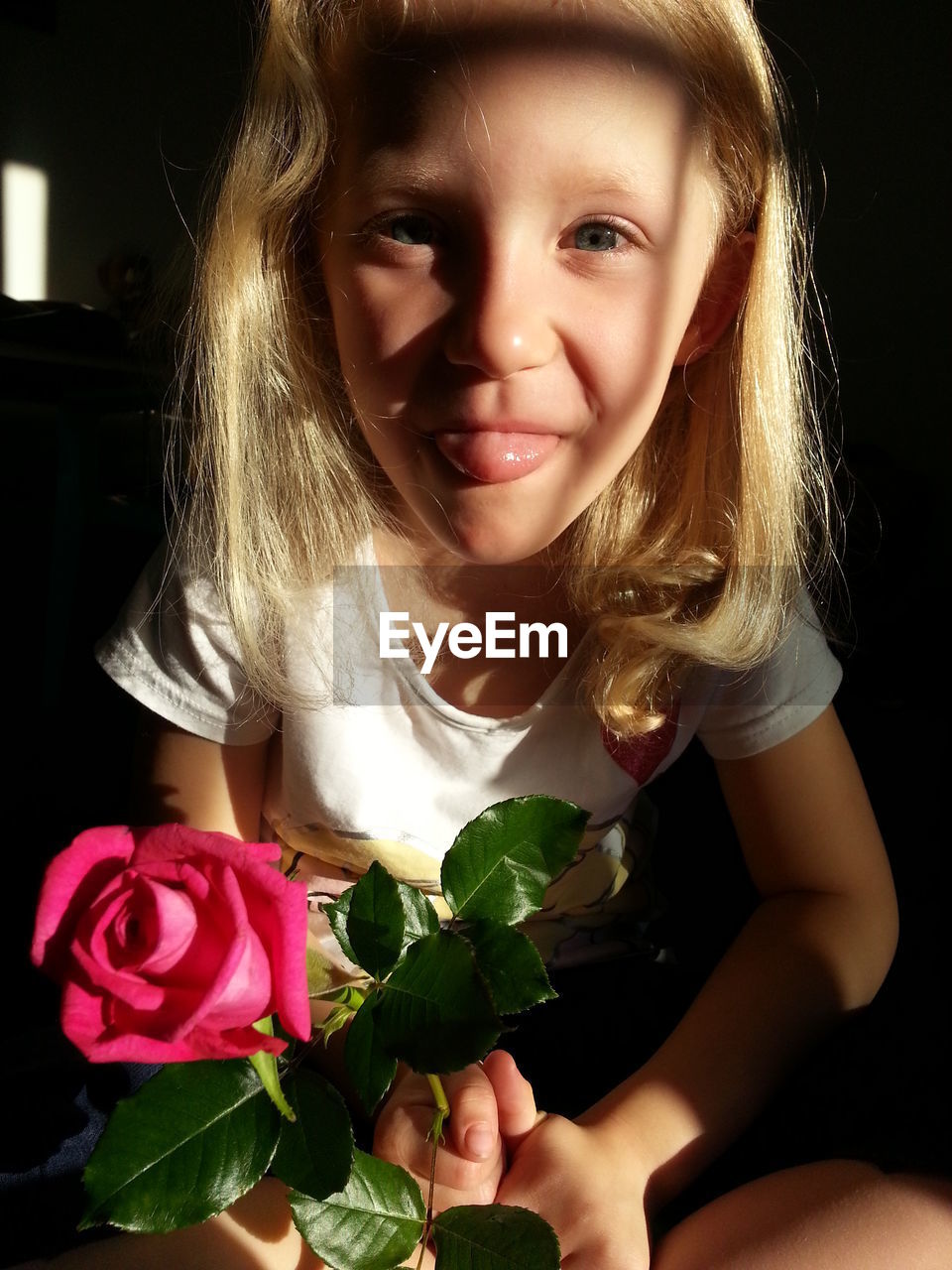 HIGH ANGLE VIEW OF YOUNG WOMAN HOLDING FLOWERS