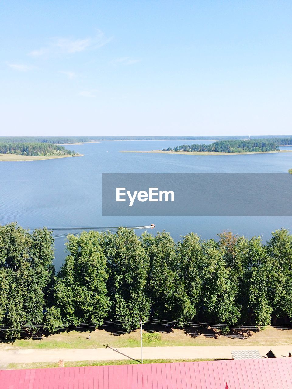 High angle view of island on river