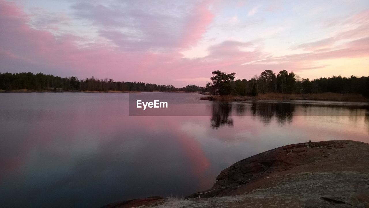 Sunset over lake