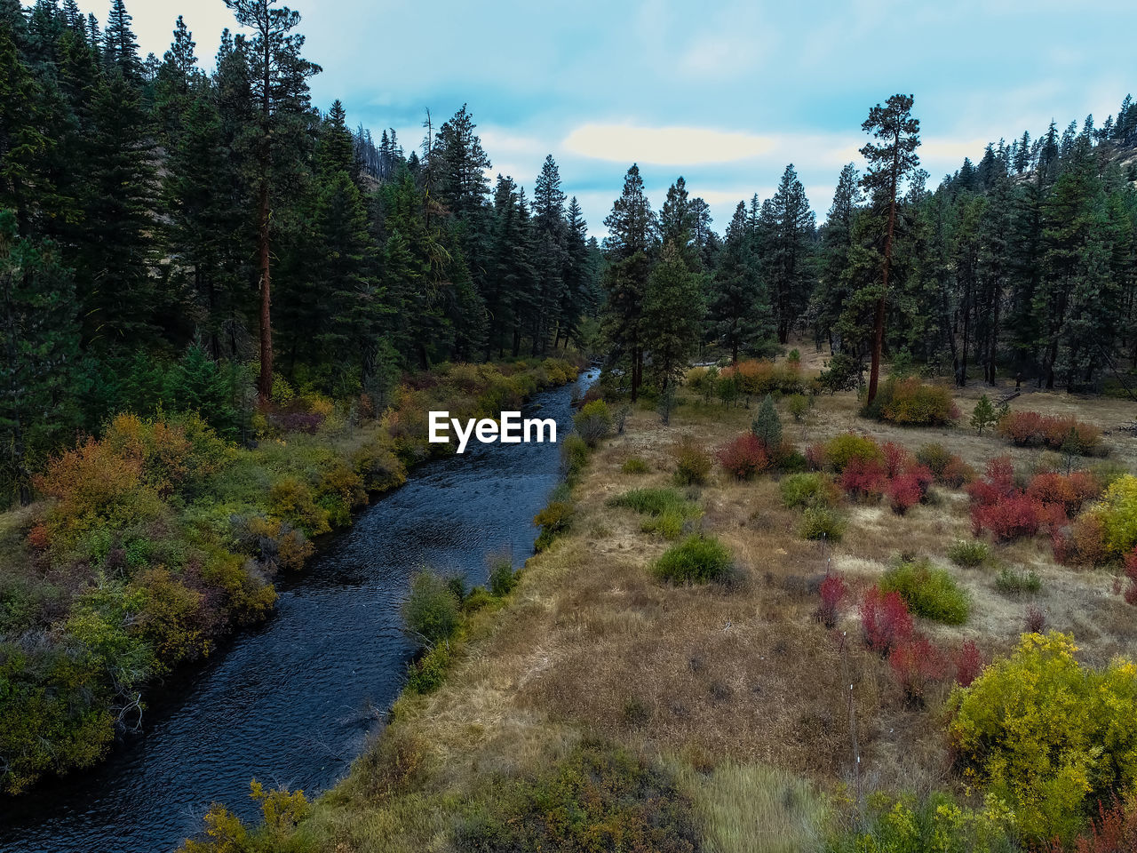 Stream on left side from drone.