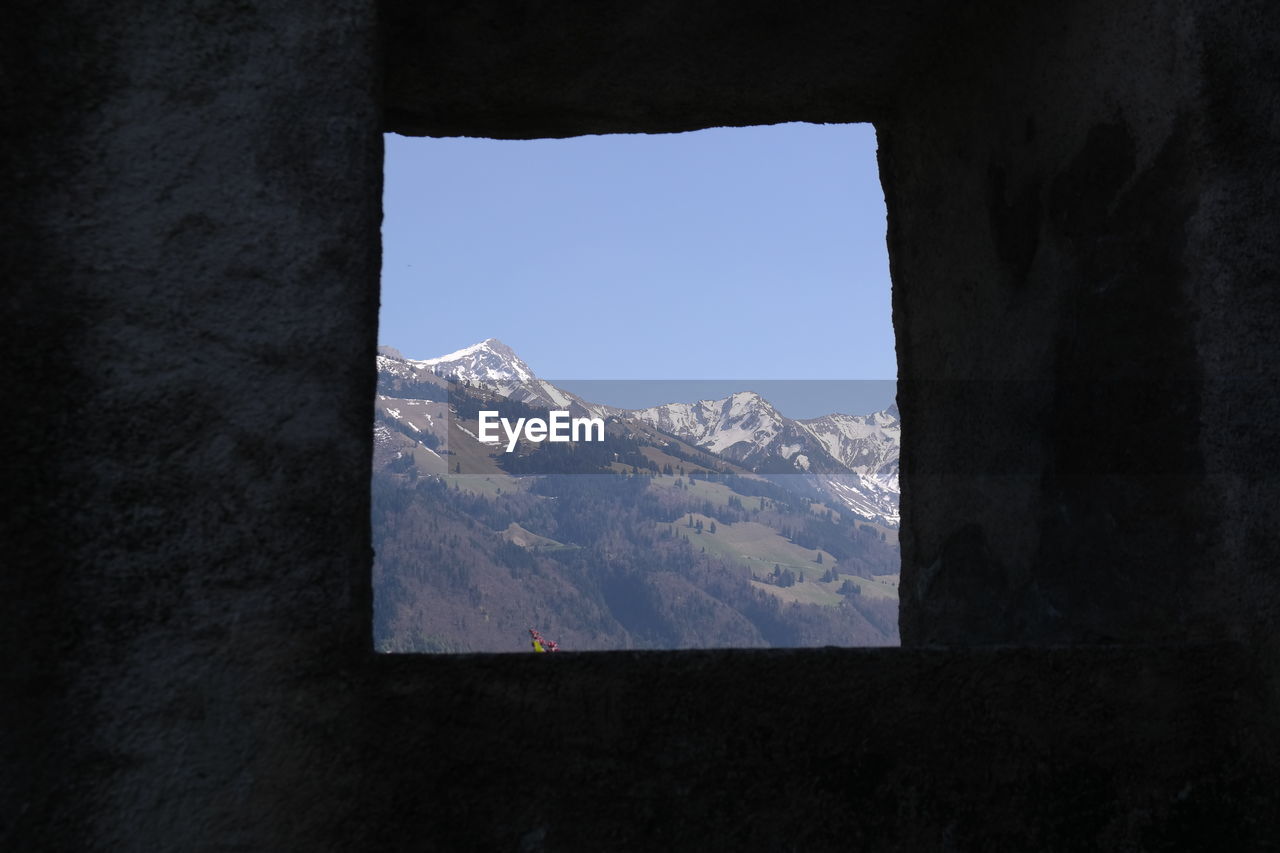 Scenic view of mountains against clear sky