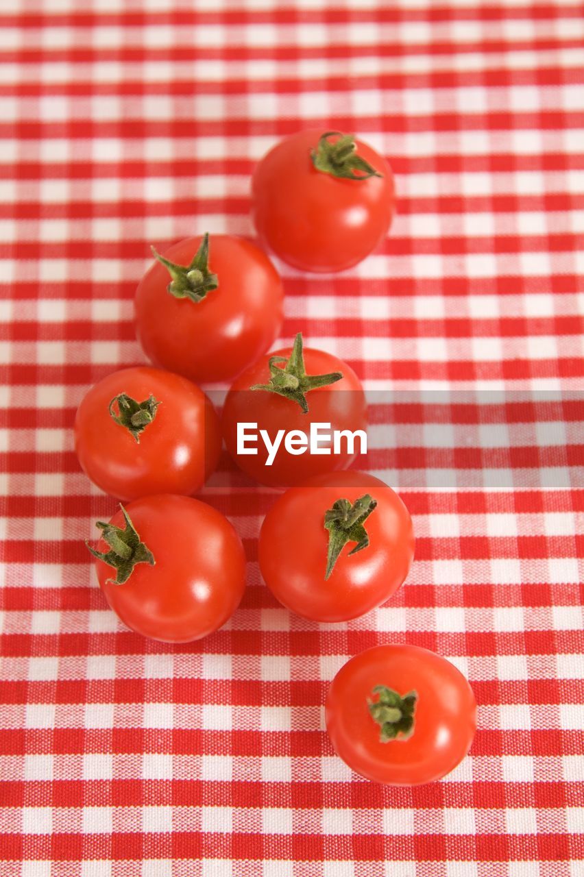 High angle view of tomatoes on table