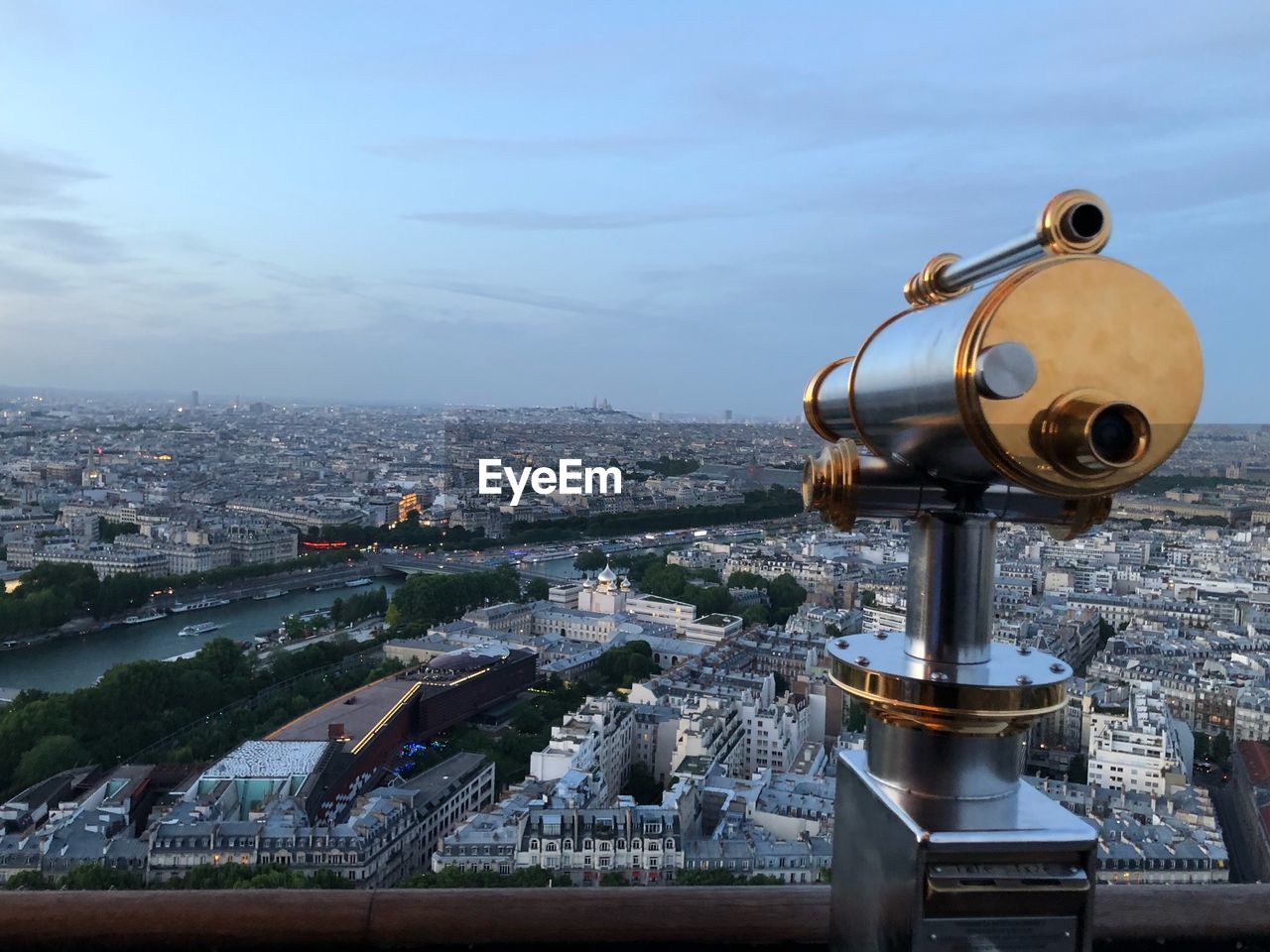 Aerial view of city and buildings against sky