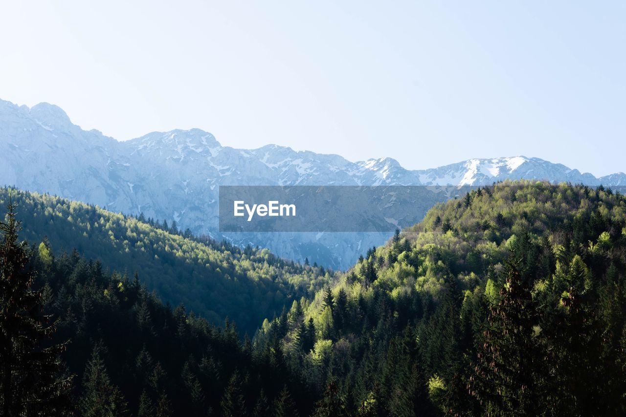 Scenic view of mountains against clear sky