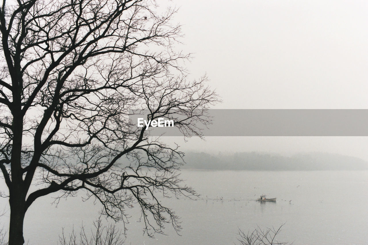 SCENIC VIEW OF LAKE AGAINST CLEAR SKY