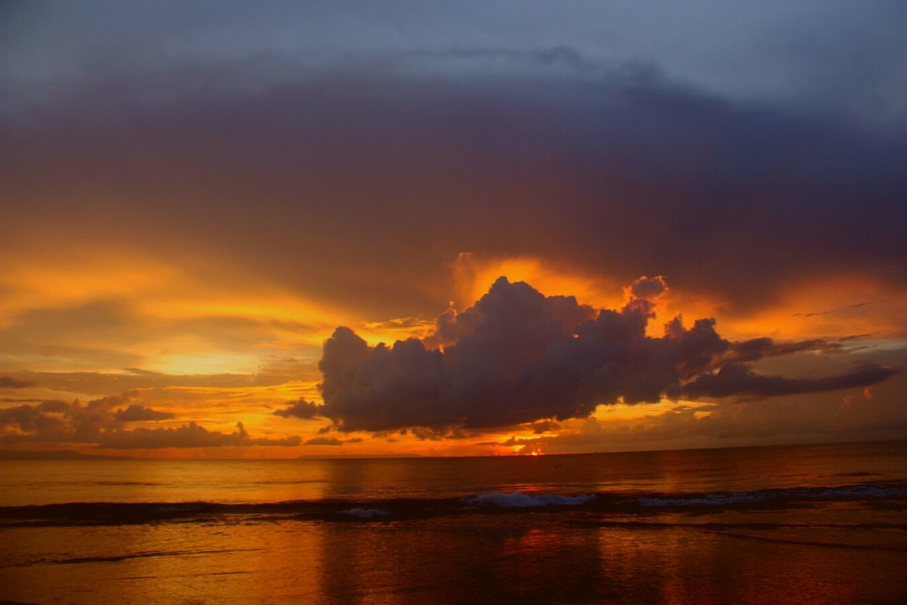 Scenic view of sea against cloudy sky