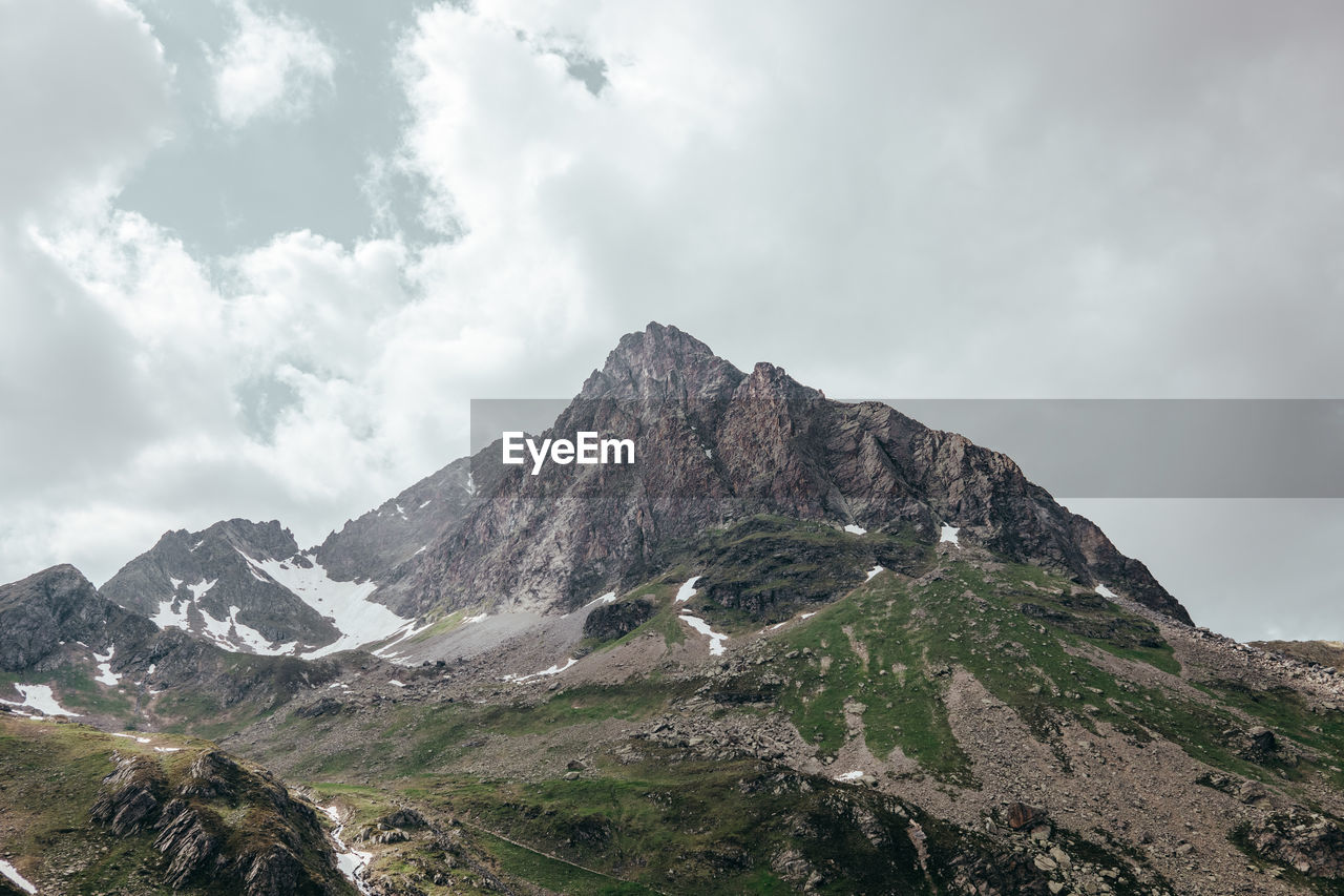 Scenic view of snow covered mountains against sky