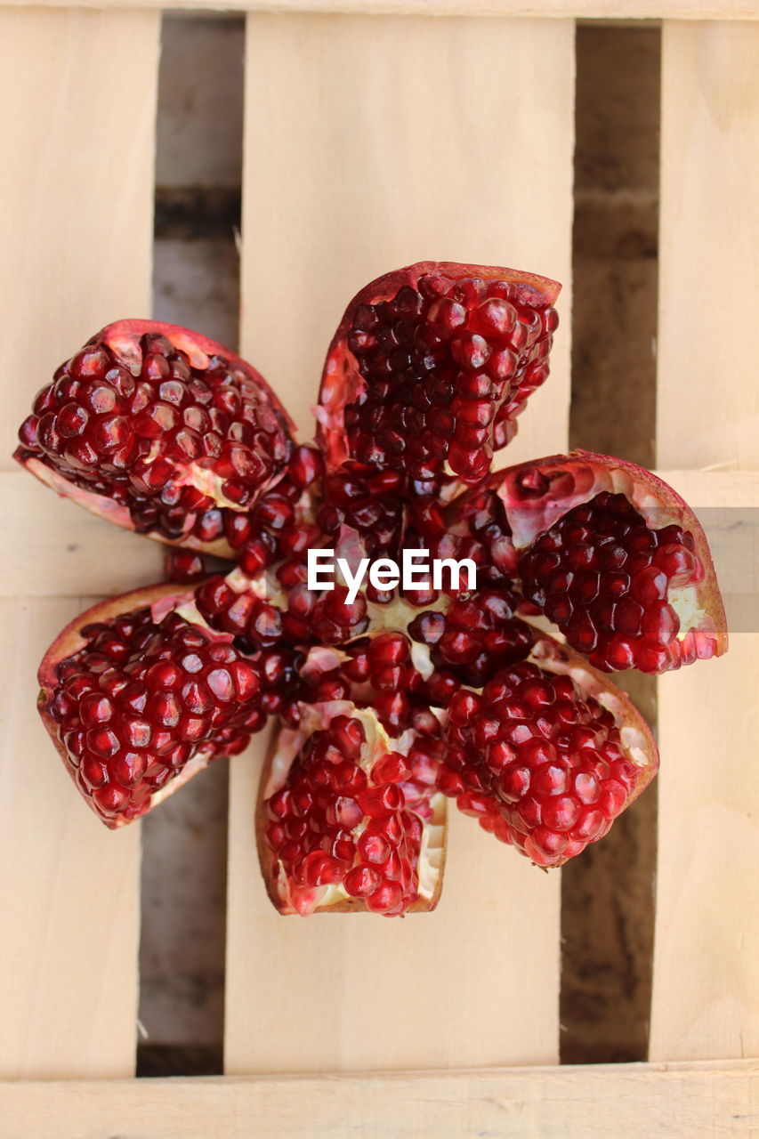 Close-up of strawberries on table