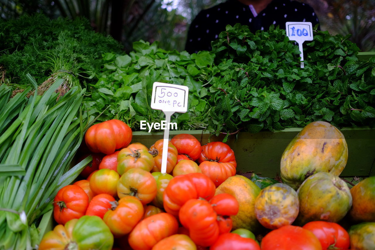 Vegetables for sale in market