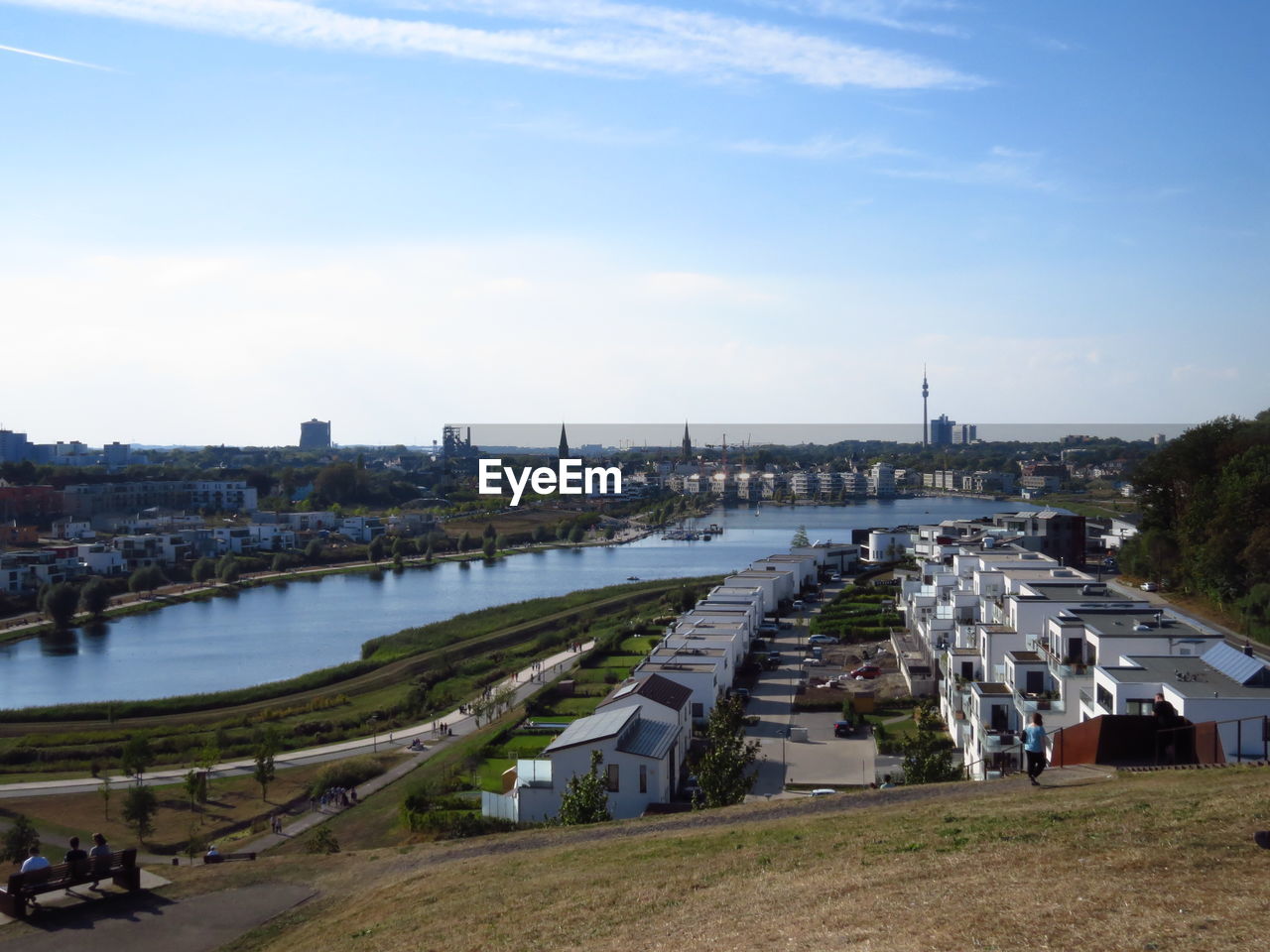 High angle view of bridge over river