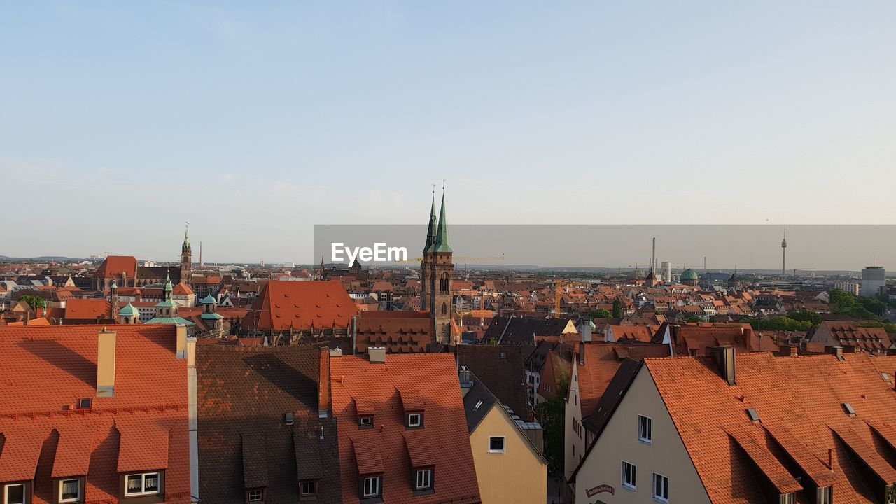 High angle view of townscape against sky