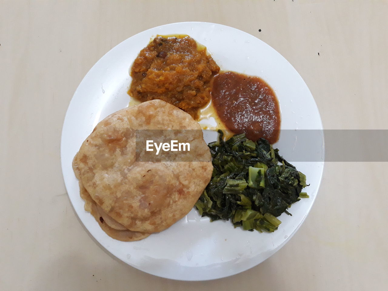 High angle view of breakfast served on table