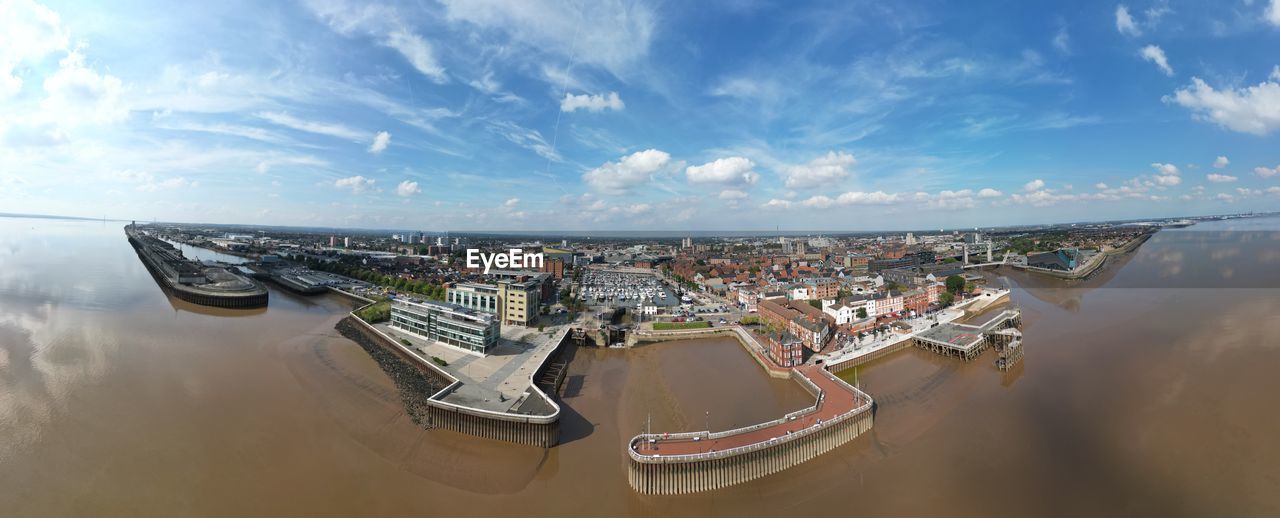 high angle view of buildings in city