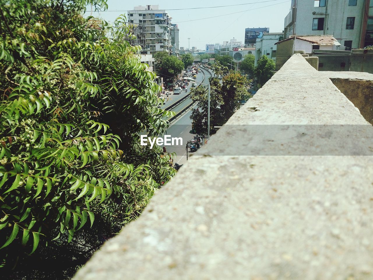 View of city street against sky