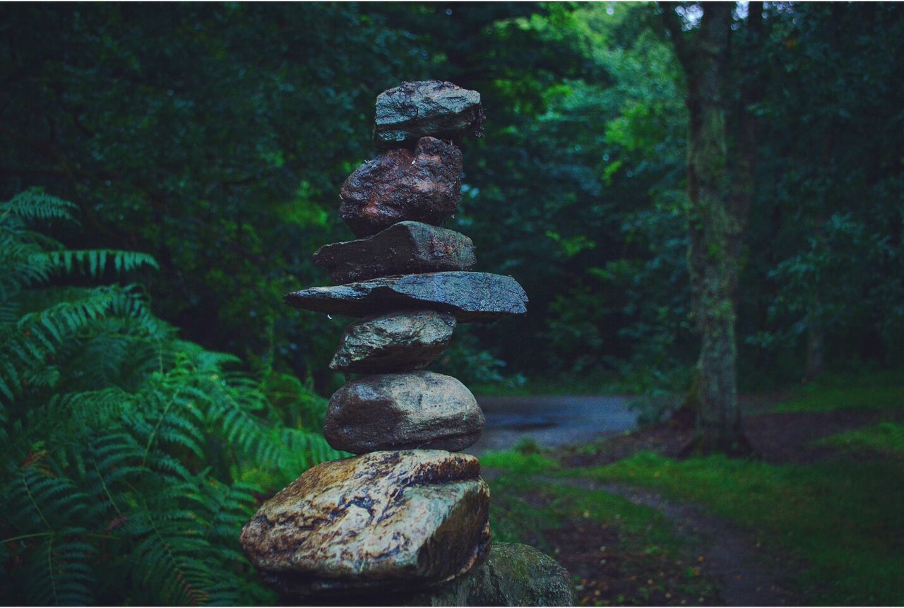 Stones stacked on field during monsoon