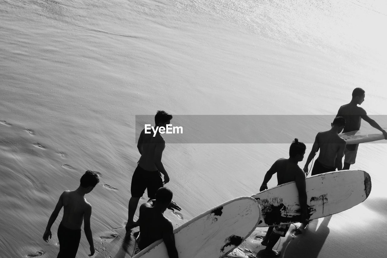 HIGH ANGLE VIEW OF PEOPLE ON BEACH