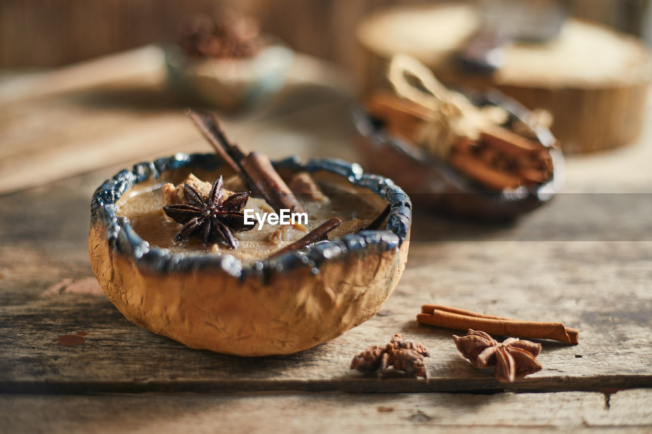 Close-up of food in bowl on table