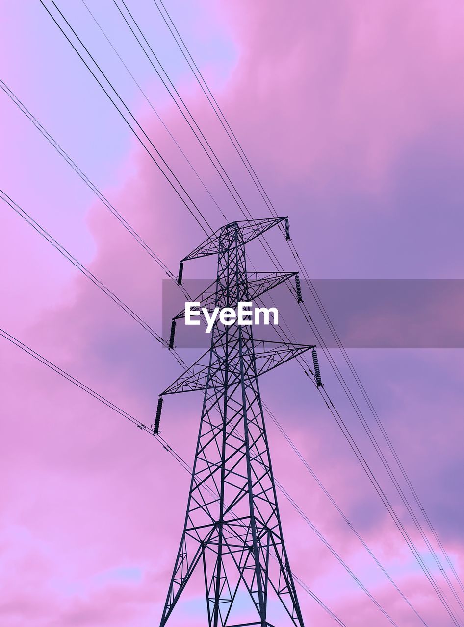 Electric power grid in the uk under the cotton candy sky