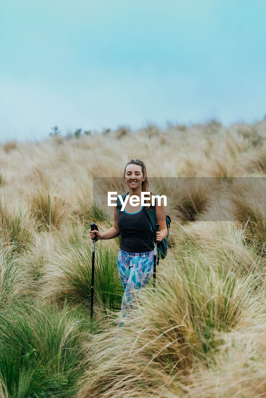 Woman doing hike in an arid landscape