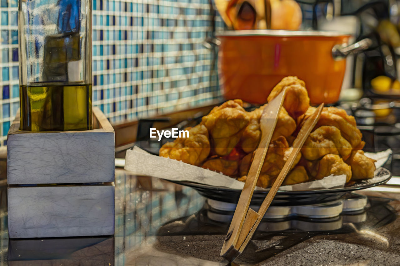 Traditional turkish flavor. fried fermented doughs in oil