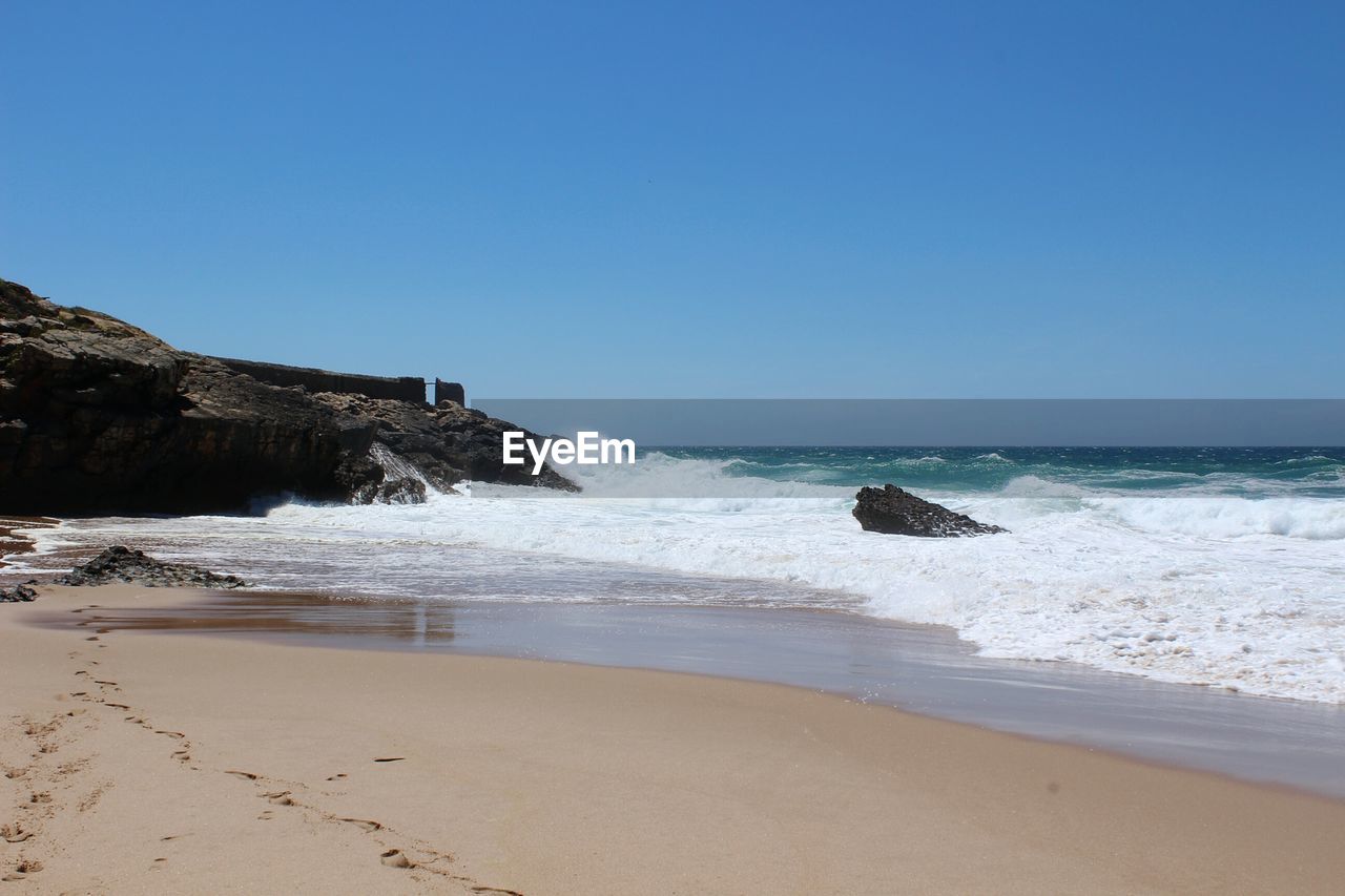 VIEW OF BEACH AGAINST CLEAR SKY