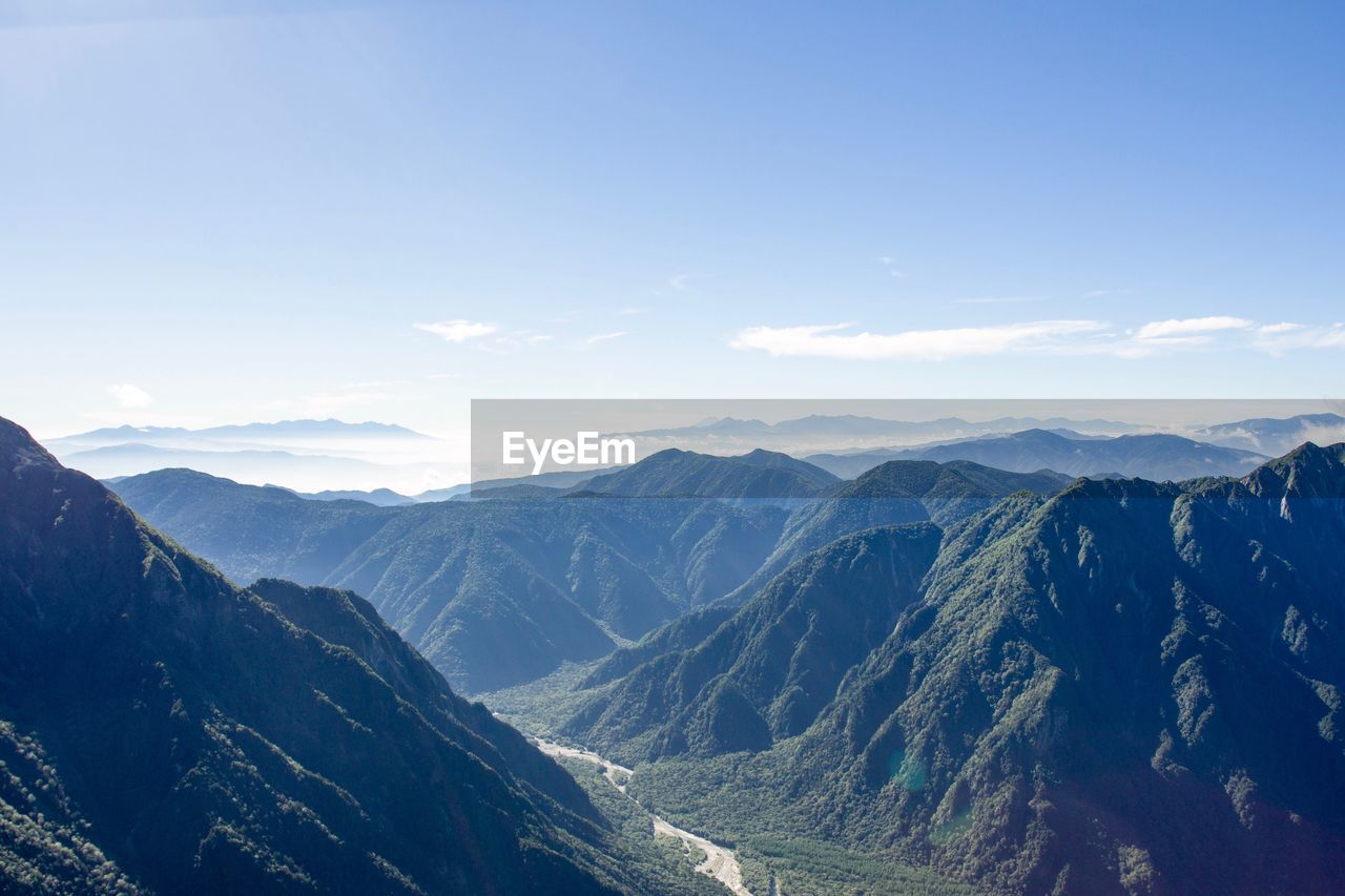 Scenic view of mountains in summer