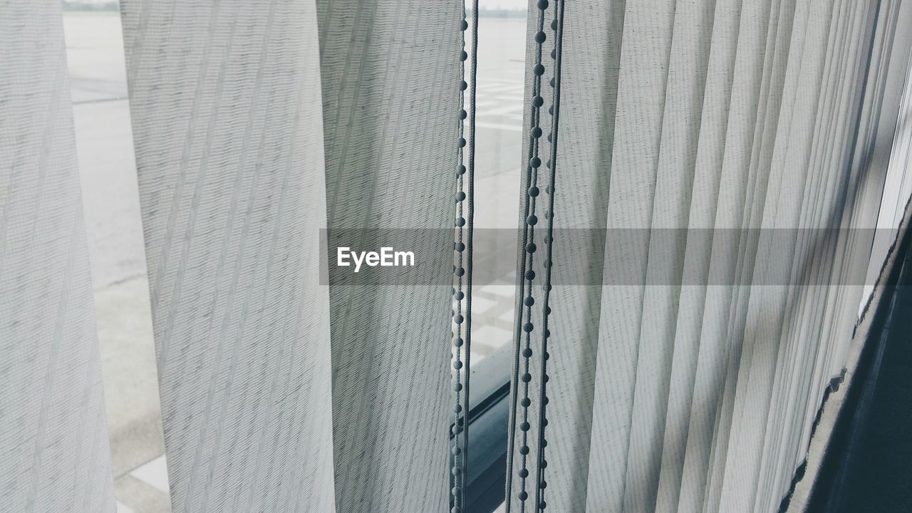 High angle view of blinds on window