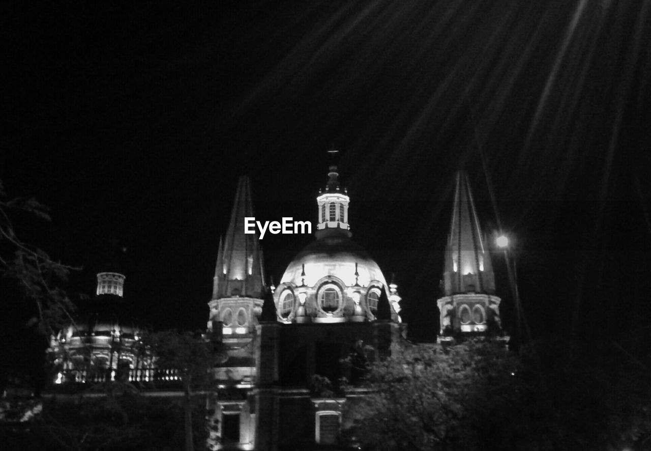 View of illuminated cathedral at night