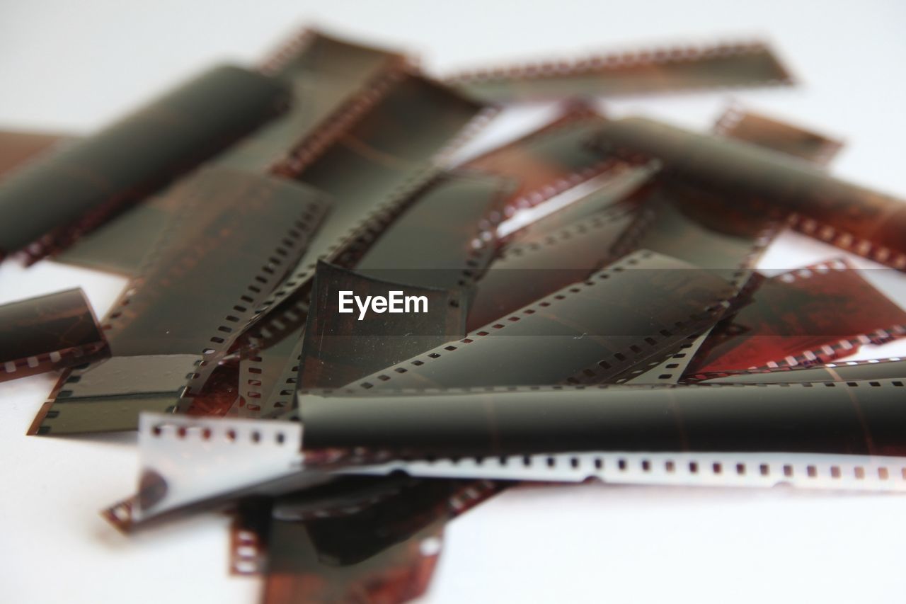 Close-up of film reel on table