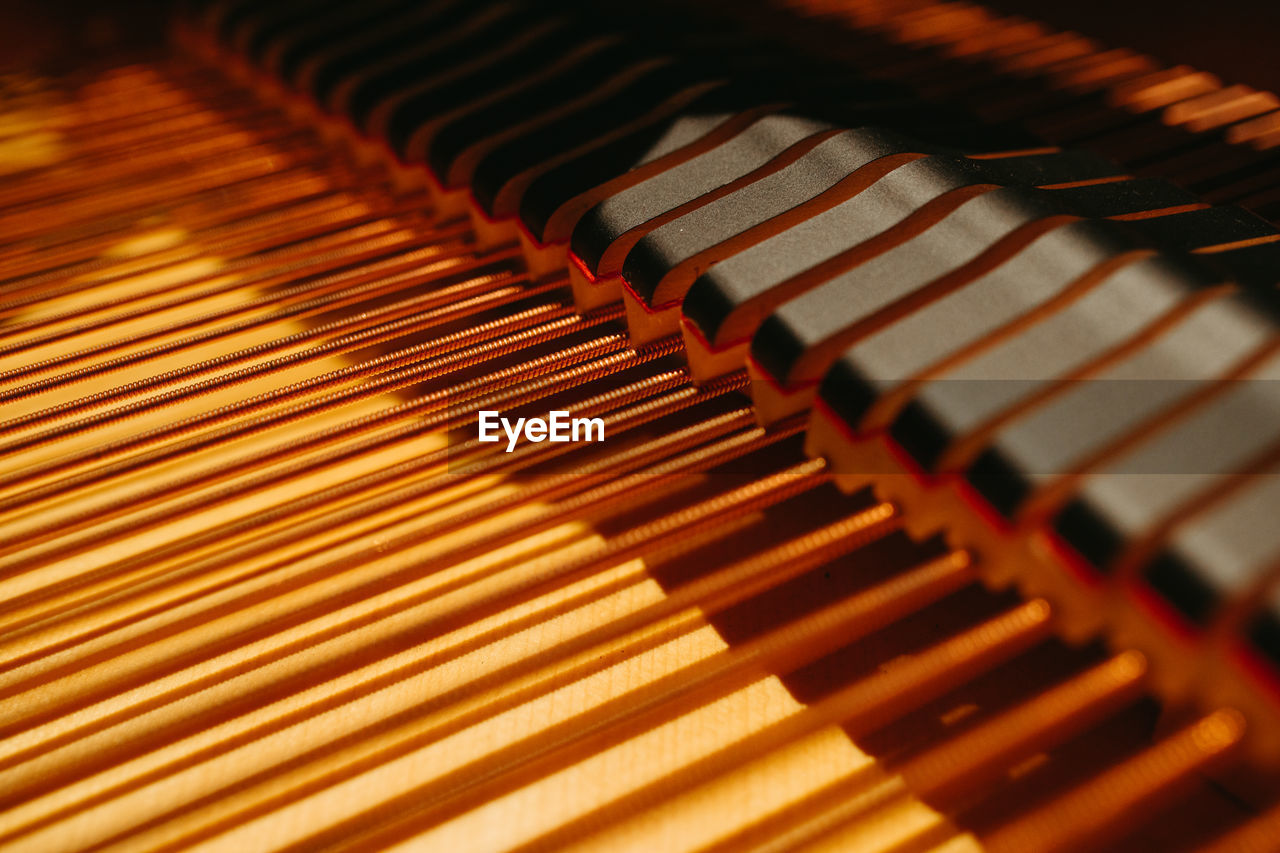 high angle view of piano